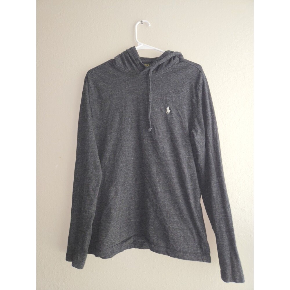 Polo Ralph Lauren Men's Grey Heather Hooded Long Sleeve Shirt Size M Cotton